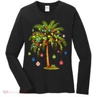 Christmas Palm Tree Light Hawaiian Tropical Xmas Women's Long Sleeve Shirt thumb 0