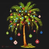 Christmas Palm Tree Light Hawaiian Tropical Xmas Women's Long Sleeve Shirt thumb 2