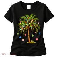 Christmas Palm Tree Light Hawaiian Tropical Xmas Women's T-Shirt thumb 0