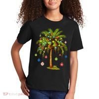 Christmas Palm Tree Light Hawaiian Tropical Xmas Kids T-Shirt thumb 2