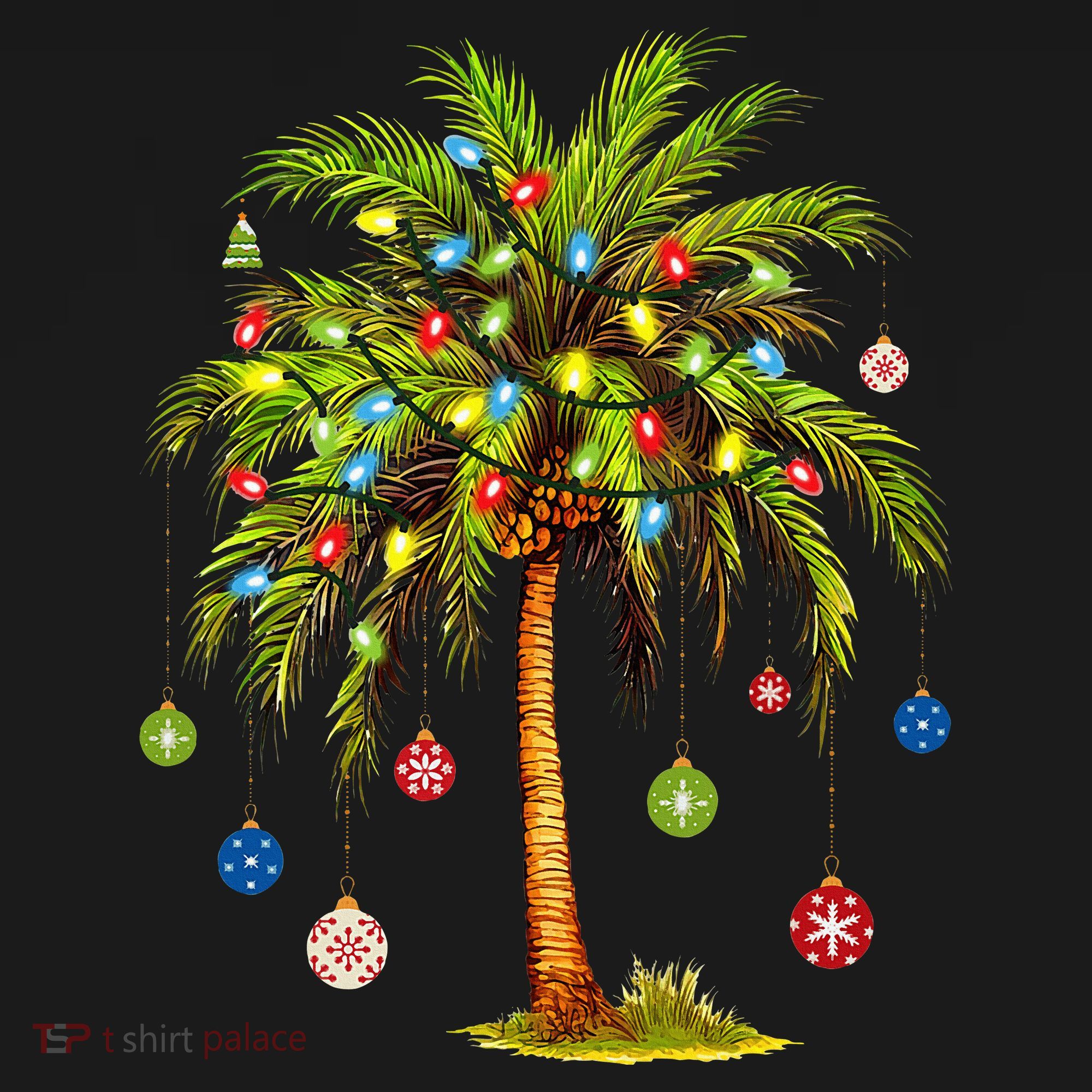 Christmas Palm Tree Light Hawaiian Tropical Xmas Tote Bag