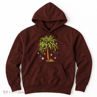 Christmas Palm Tree Light Hawaiian Tropical Xmas Hoodie