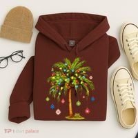 Christmas Palm Tree Light Hawaiian Tropical Xmas Hoodie thumb 4