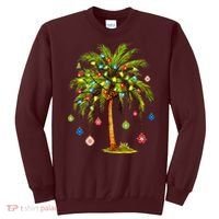 Christmas Palm Tree Light Hawaiian Tropical Xmas Sweatshirt thumb 0
