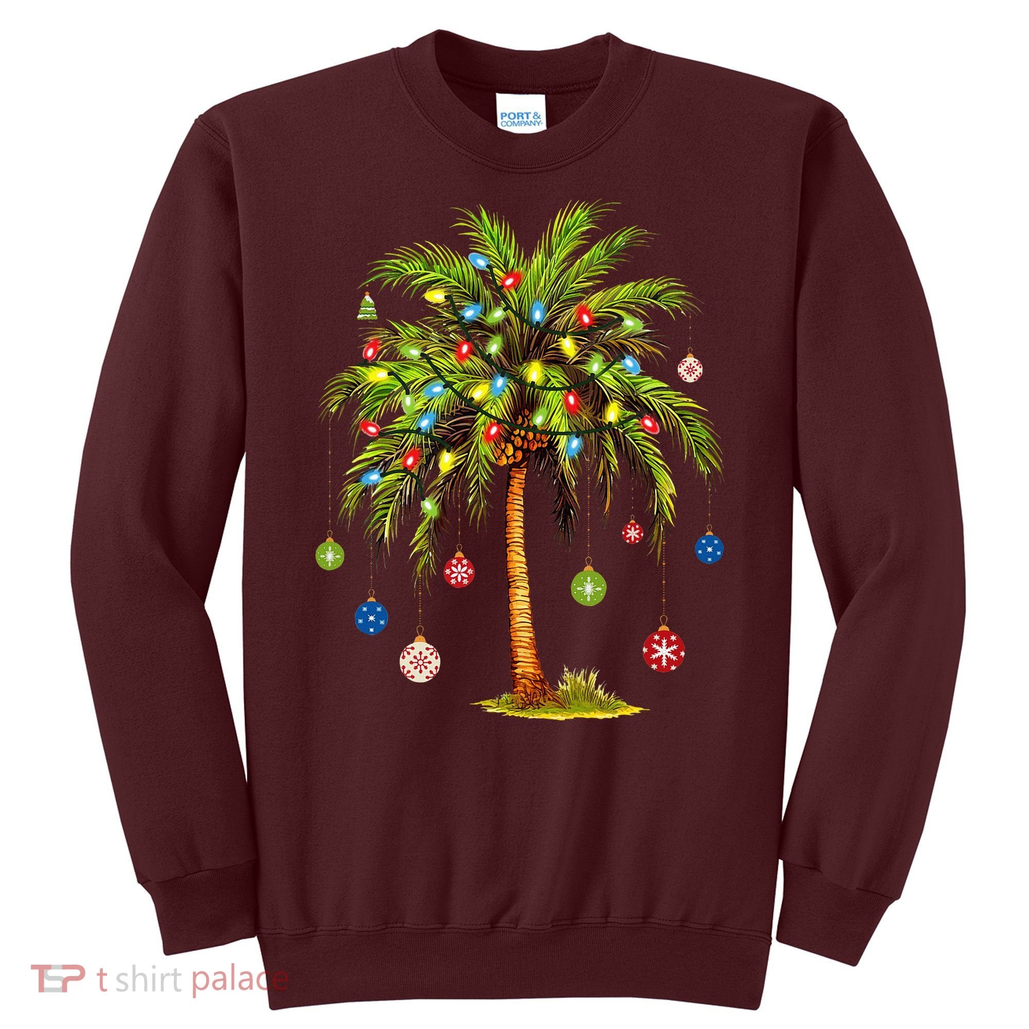 Christmas Palm Tree Light Hawaiian Tropical Xmas Sweatshirt