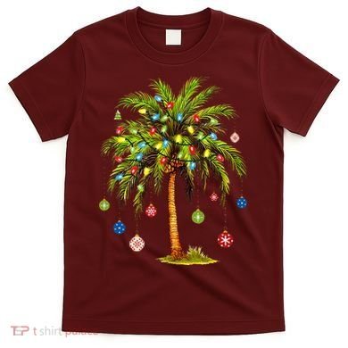 Christmas Palm Tree Light Hawaiian Tropical Xmas T-Shirt