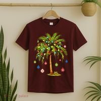 Christmas Palm Tree Light Hawaiian Tropical Xmas T-Shirt thumb 2