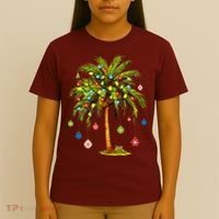 Christmas Palm Tree Light Hawaiian Tropical Xmas T-Shirt thumb 4
