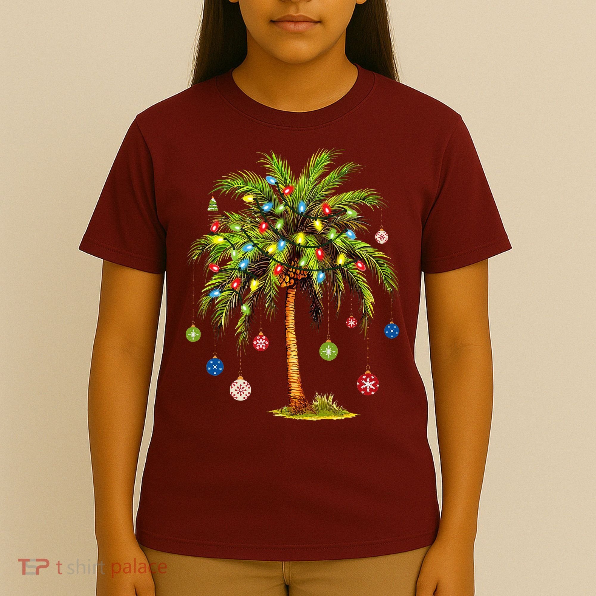 Christmas Palm Tree Light Hawaiian Tropical Xmas T-Shirt