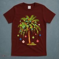 Christmas Palm Tree Light Hawaiian Tropical Xmas T-Shirt thumb 5