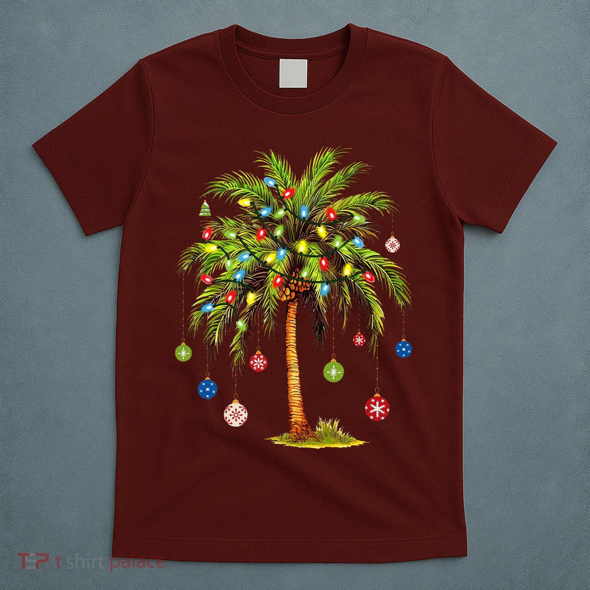 Christmas Palm Tree Light Hawaiian Tropical Xmas T-Shirt