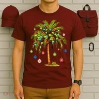 Christmas Palm Tree Light Hawaiian Tropical Xmas T-Shirt thumb 6