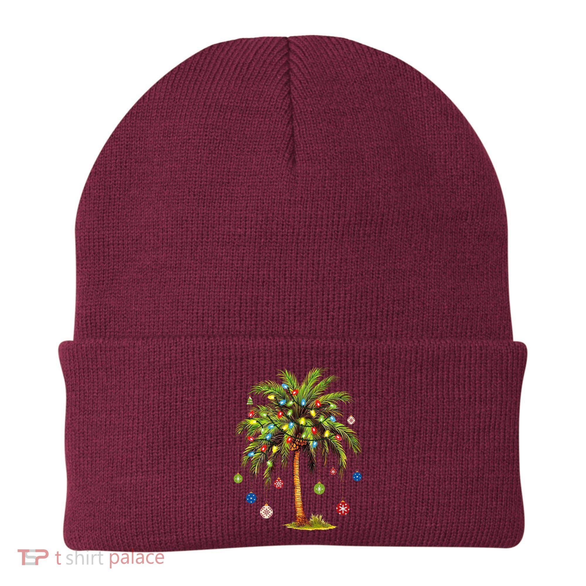 Christmas Palm Tree Light Hawaiian Tropical Xmas Beanie