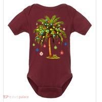 Christmas Palm Tree Light Hawaiian Tropical Xmas Baby Bodysuit thumb 0