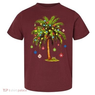 Christmas Palm Tree Light Hawaiian Tropical Xmas Toddler T-Shirt