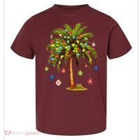 Christmas Palm Tree Light Hawaiian Tropical Xmas Toddler T-Shirt thumb 0