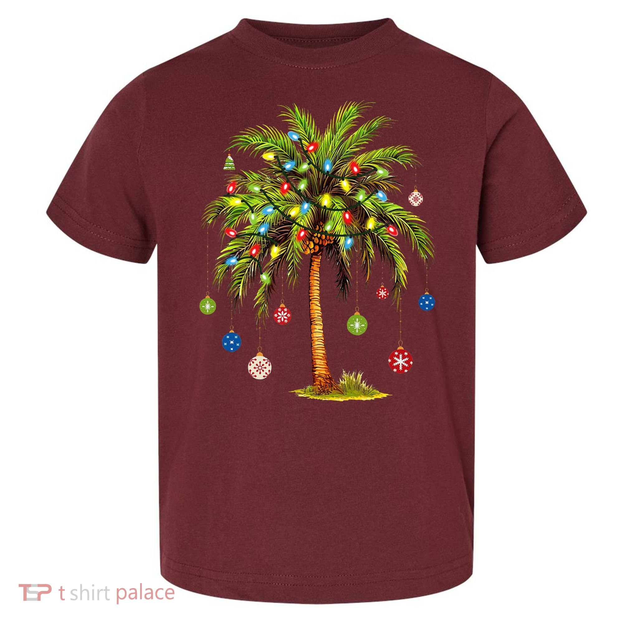 Christmas Palm Tree Light Hawaiian Tropical Xmas Toddler T-Shirt