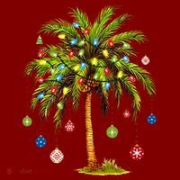 Christmas Palm Tree Light Hawaiian Tropical Xmas Kids Sweatshirt thumb 2