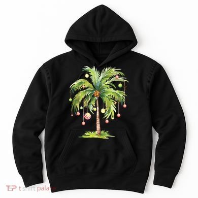 Christmas Palm Tree Tropical Christmas On The Beach Hoodie