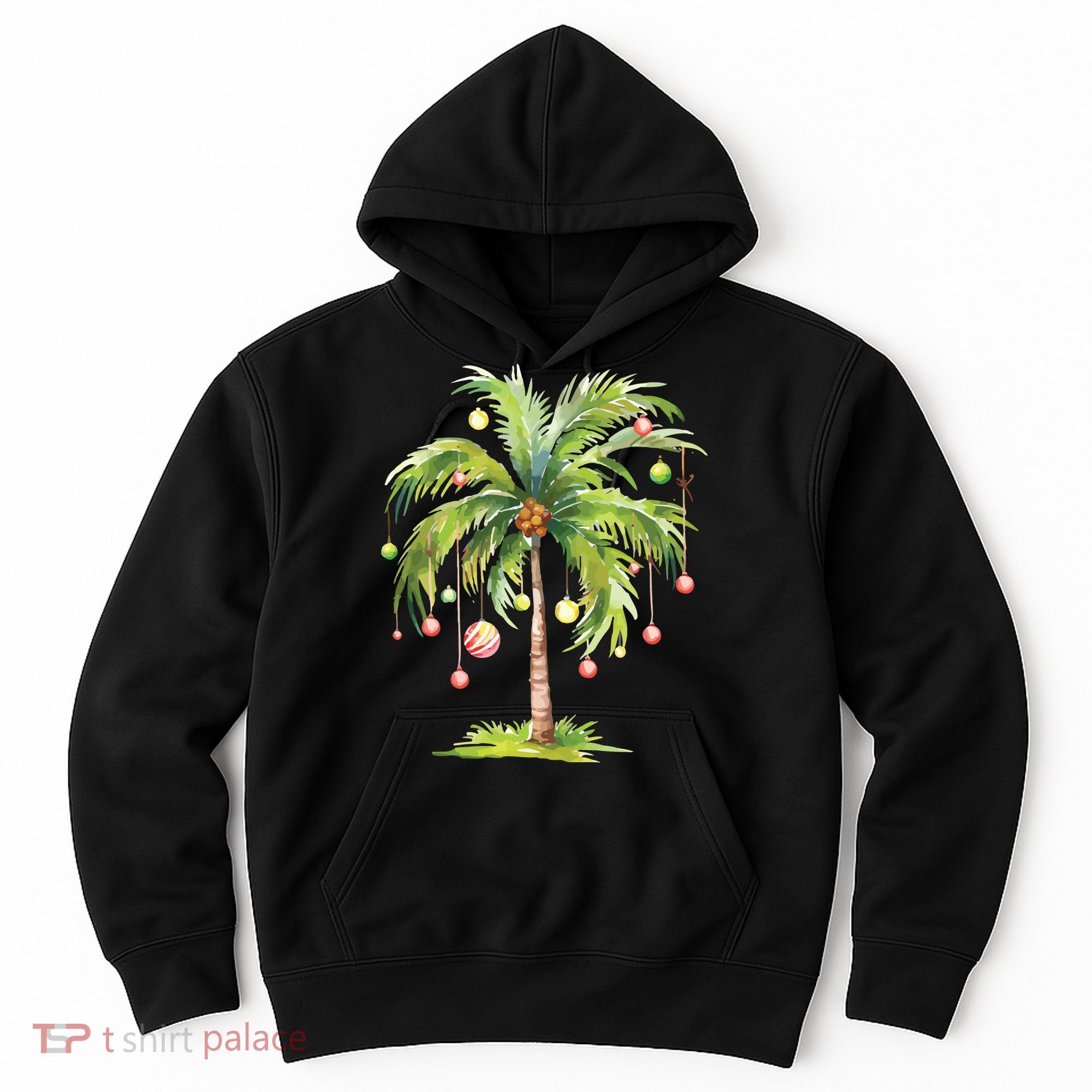 Christmas Palm Tree Tropical Christmas On The Beach Hoodie