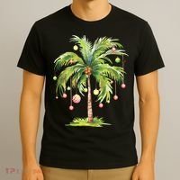 Christmas Palm Tree Tropical Christmas On The Beach T-Shirt thumb 3