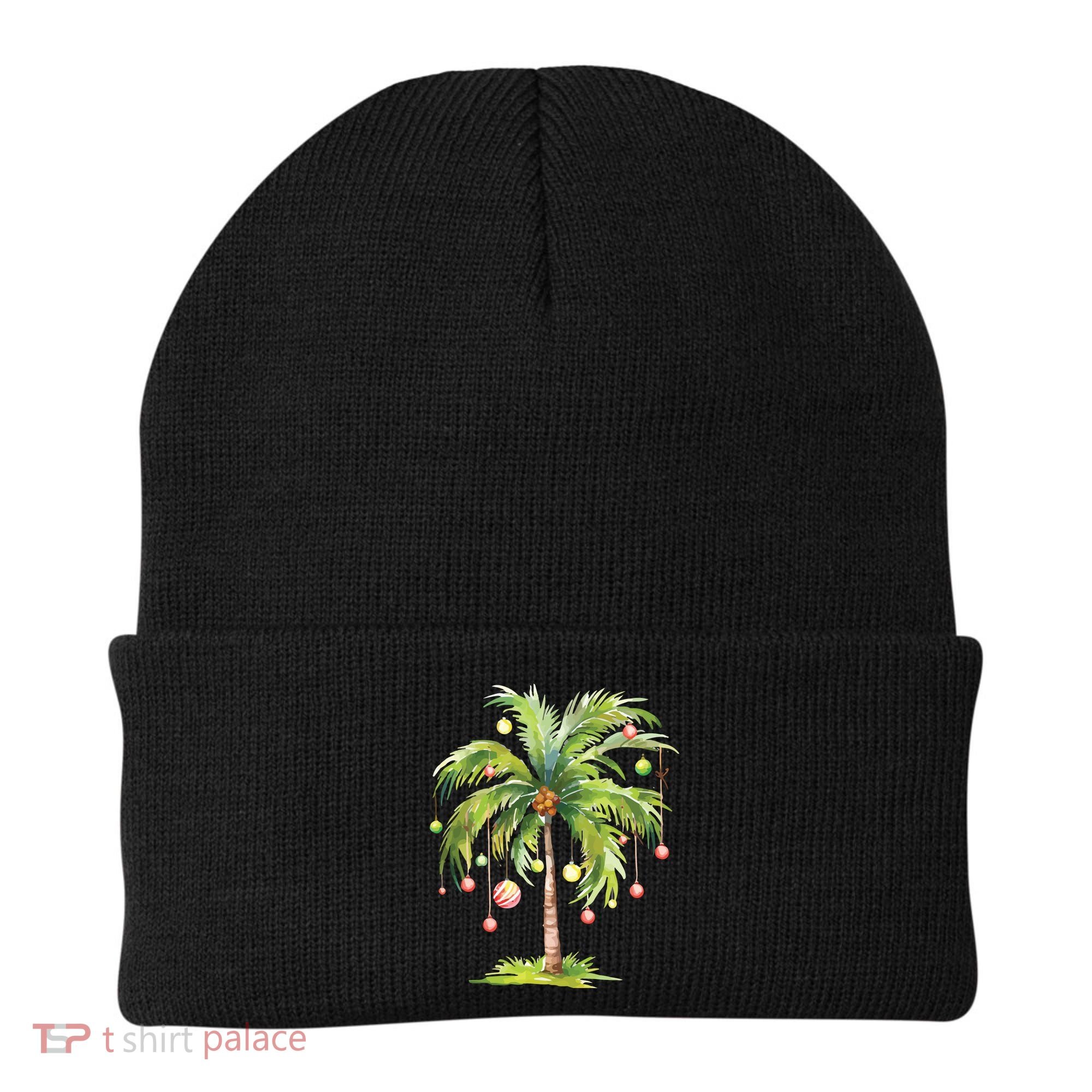 Christmas Palm Tree Tropical Christmas On The Beach Beanie