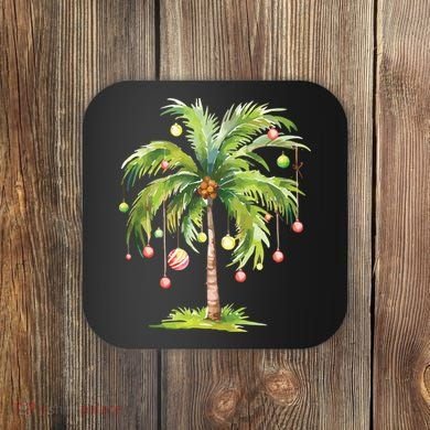 Christmas Palm Tree Tropical Christmas On The Beach Coaster