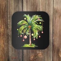 Christmas Palm Tree Tropical Christmas On The Beach Coaster thumb 0