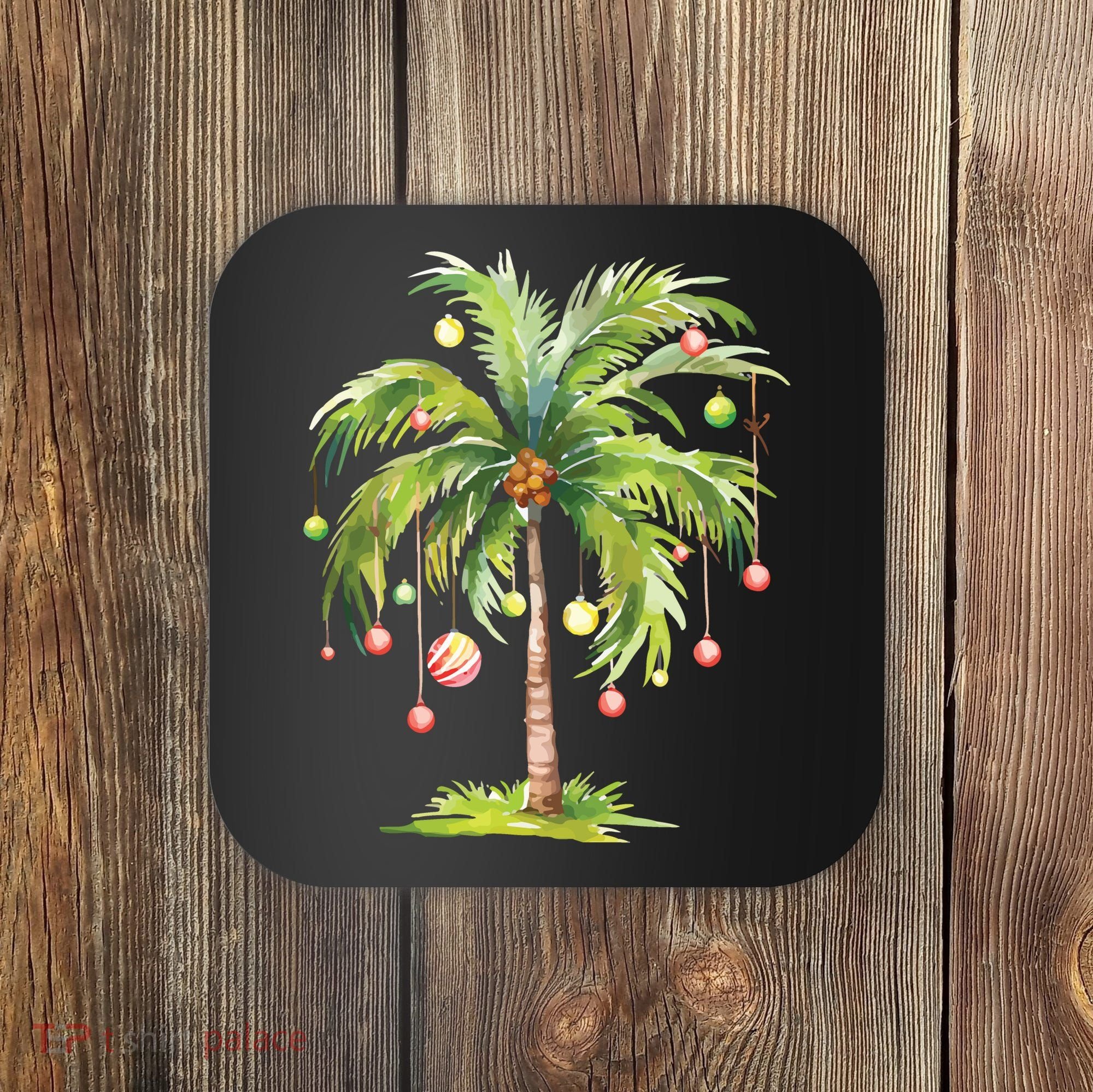 Christmas Palm Tree Tropical Christmas On The Beach Coaster