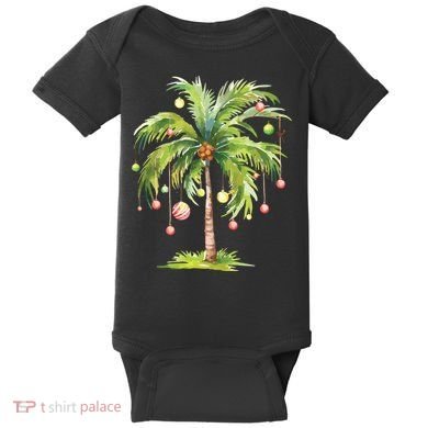 Christmas Palm Tree Tropical Christmas On The Beach Baby Bodysuit