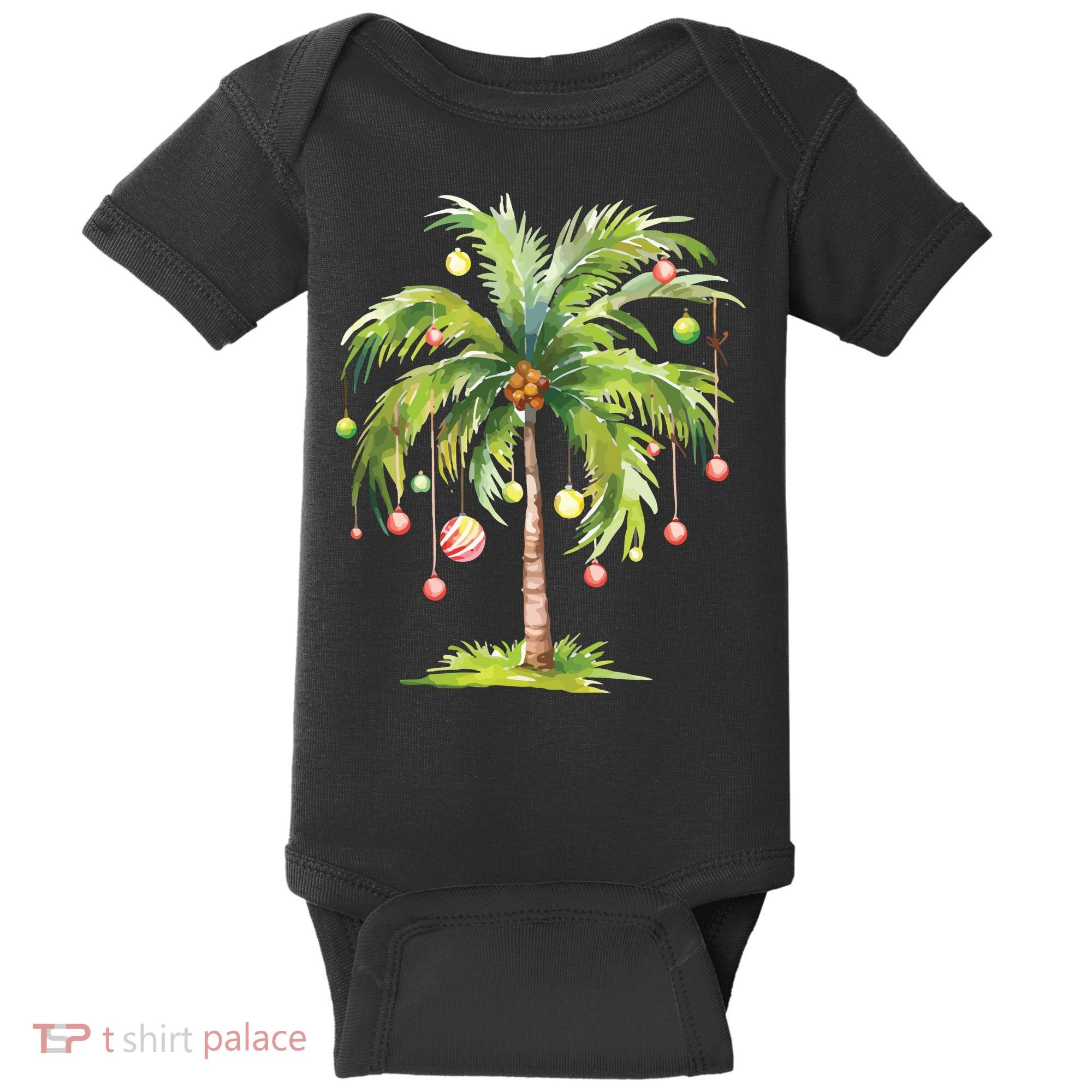 Christmas Palm Tree Tropical Christmas On The Beach Baby Bodysuit