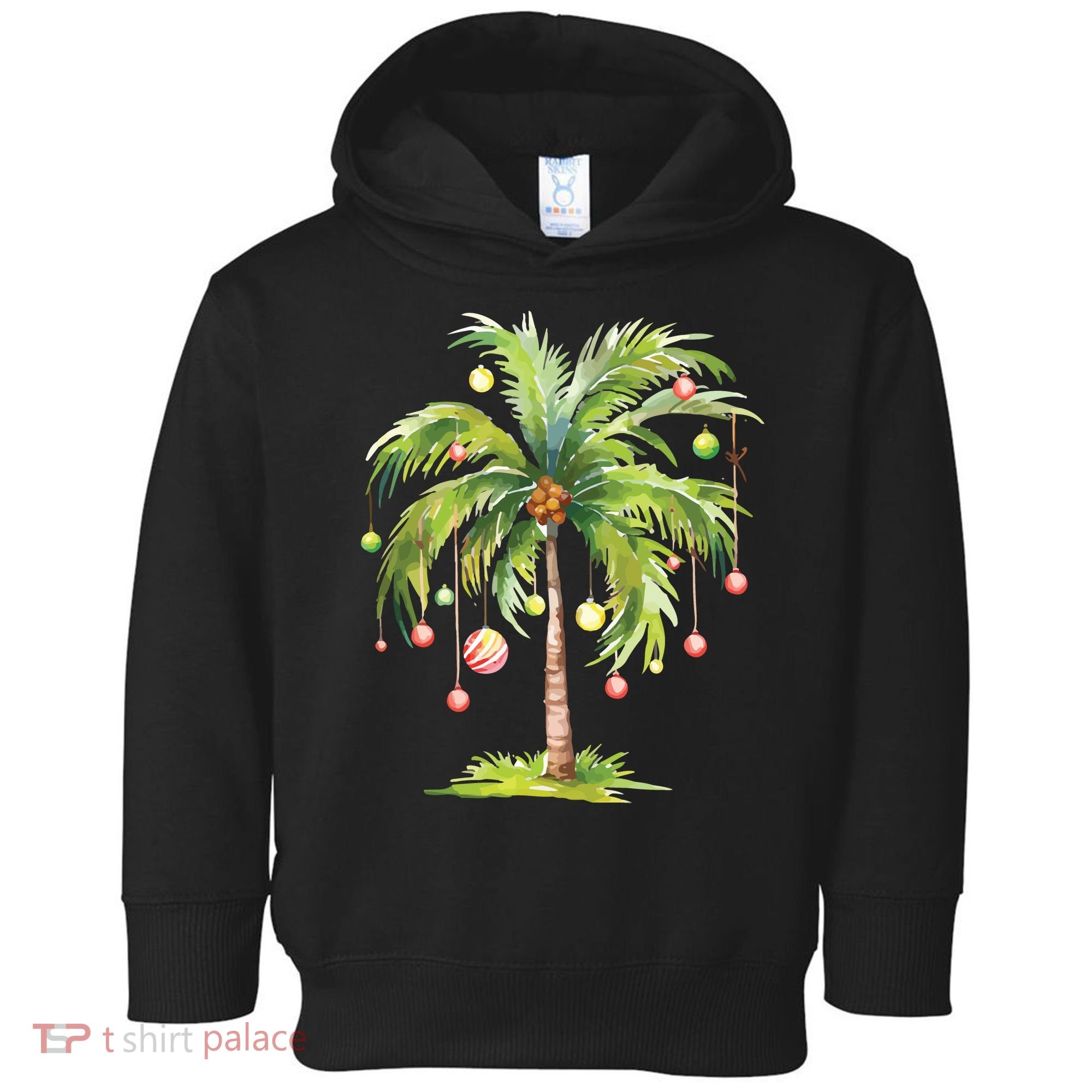 Christmas Palm Tree Tropical Christmas On The Beach Toddler Hoodie