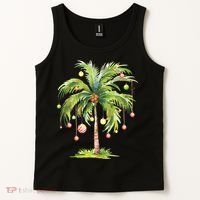 Christmas Palm Tree Tropical Christmas On The Beach Tank Top thumb 2