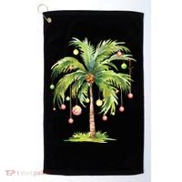 Christmas Palm Tree Tropical Christmas On The Beach Golf Towel thumb 0