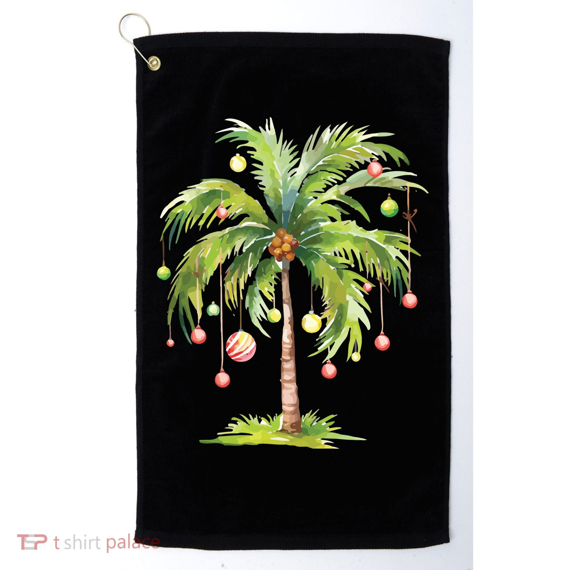 Christmas Palm Tree Tropical Christmas On The Beach Golf Towel