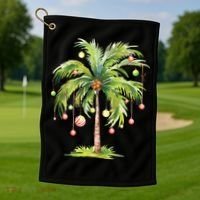 Christmas Palm Tree Tropical Christmas On The Beach Golf Towel thumb 1