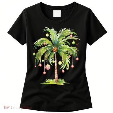 Christmas Palm Tree Tropical Christmas On The Beach Women's T-Shirt