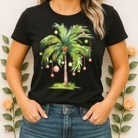 Christmas Palm Tree Tropical Christmas On The Beach Women's T-Shirt thumb 2