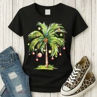 Christmas Palm Tree Tropical Christmas On The Beach Women's T-Shirt thumb 3