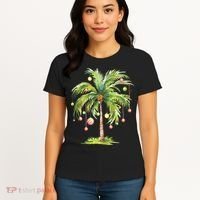 Christmas Palm Tree Tropical Christmas On The Beach Women's T-Shirt thumb 4