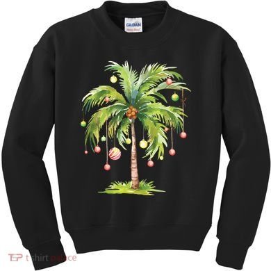 Christmas Palm Tree Tropical Christmas On The Beach Kids Sweatshirt