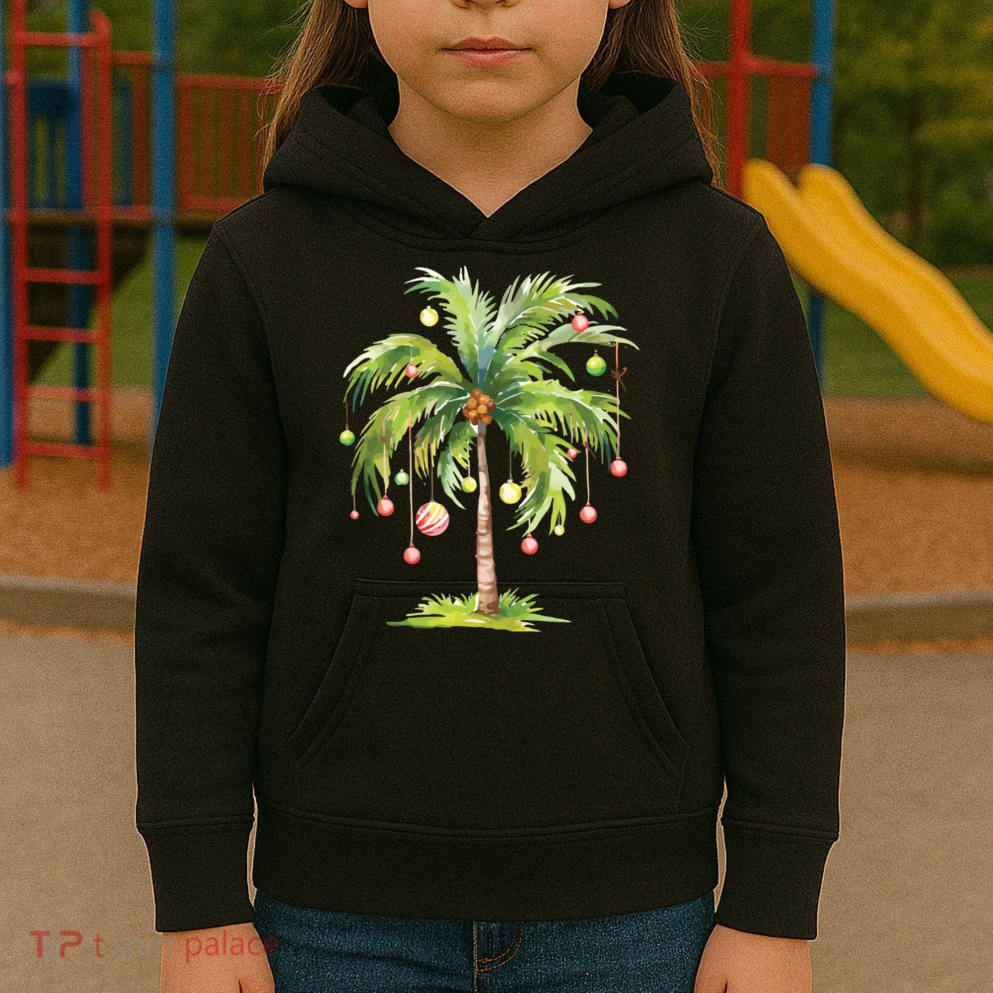 Christmas Palm Tree Tropical Christmas On The Beach Kids Hoodie