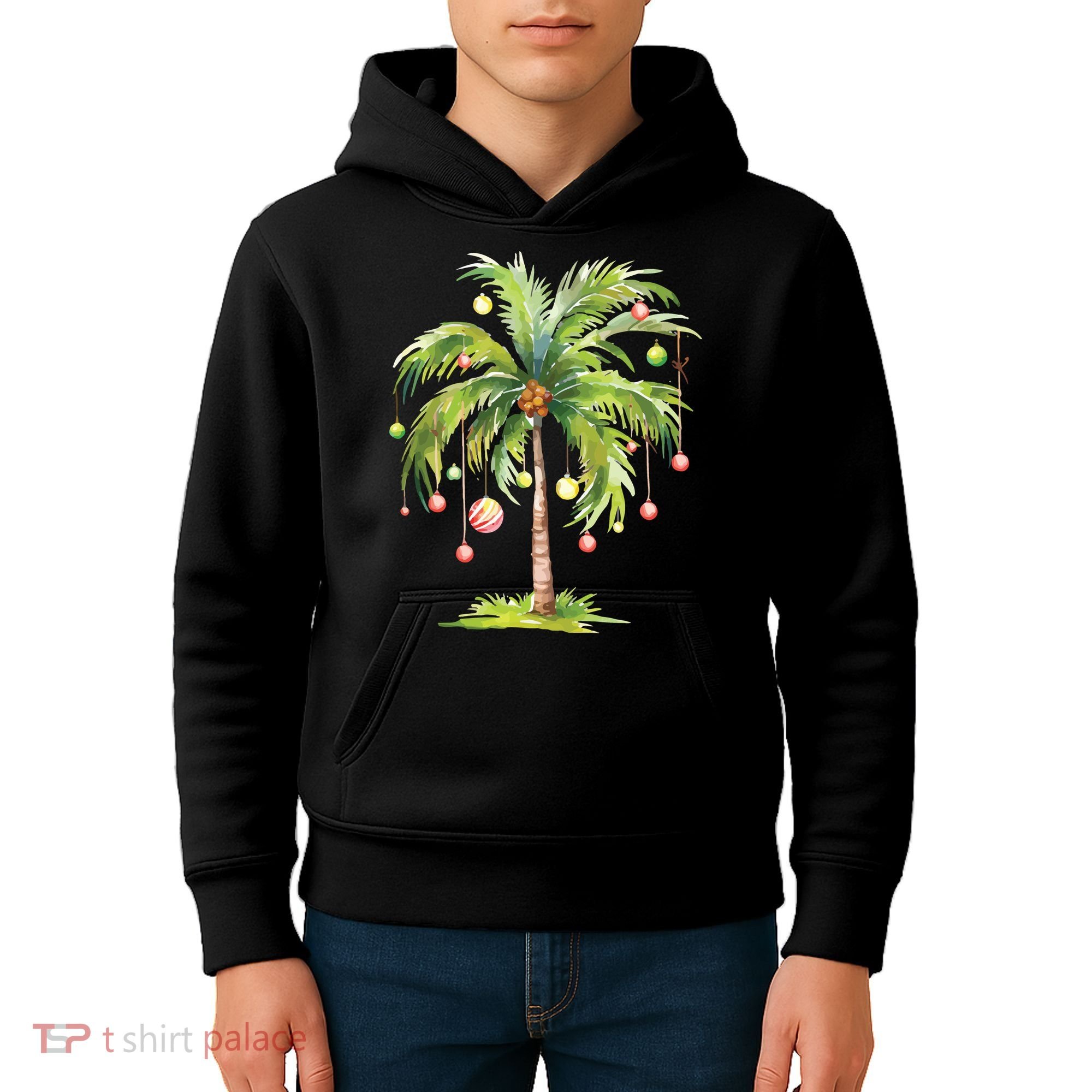 Christmas Palm Tree Tropical Christmas On The Beach Kids Hoodie