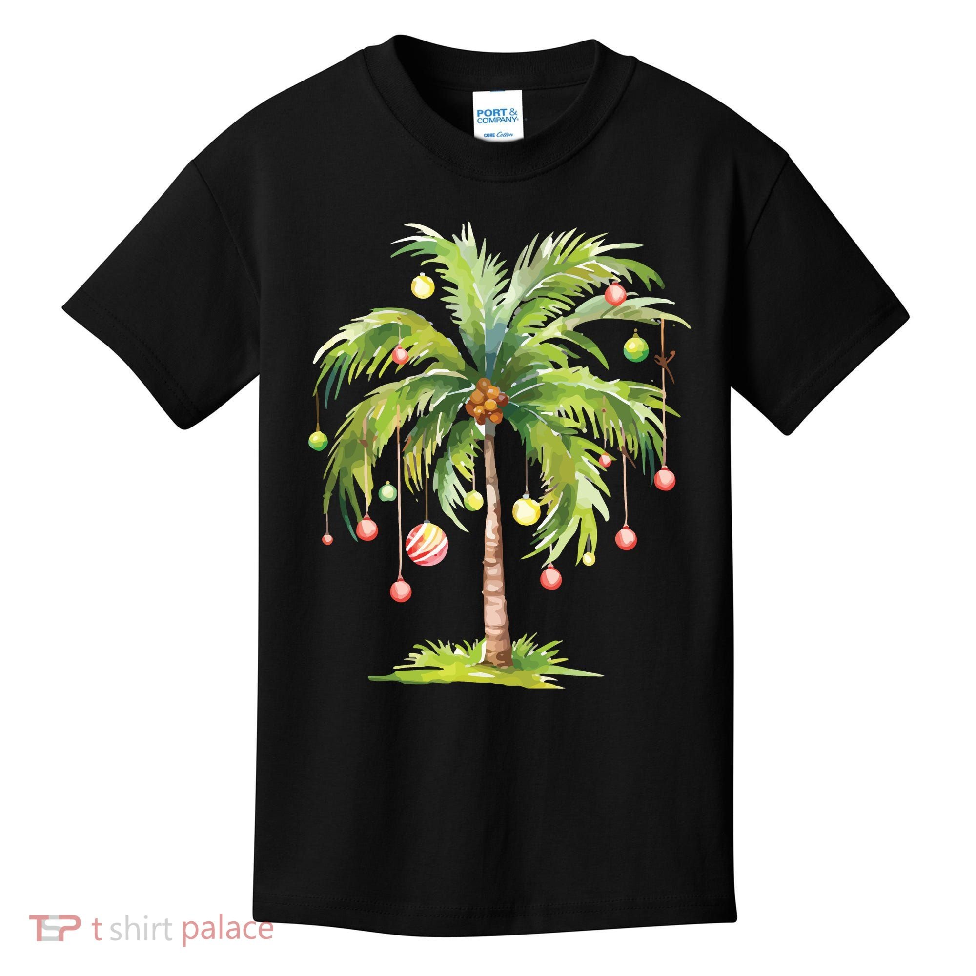 Christmas Palm Tree Tropical Christmas On The Beach Kids T-Shirt