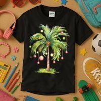 Christmas Palm Tree Tropical Christmas On The Beach Kids T-Shirt thumb 3