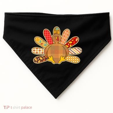 Cute Pattern Thanksgiving Turkey USA-Made Doggie Bandana