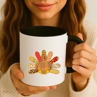 Cute Pattern Thanksgiving Turkey Coffee Mug thumb 3