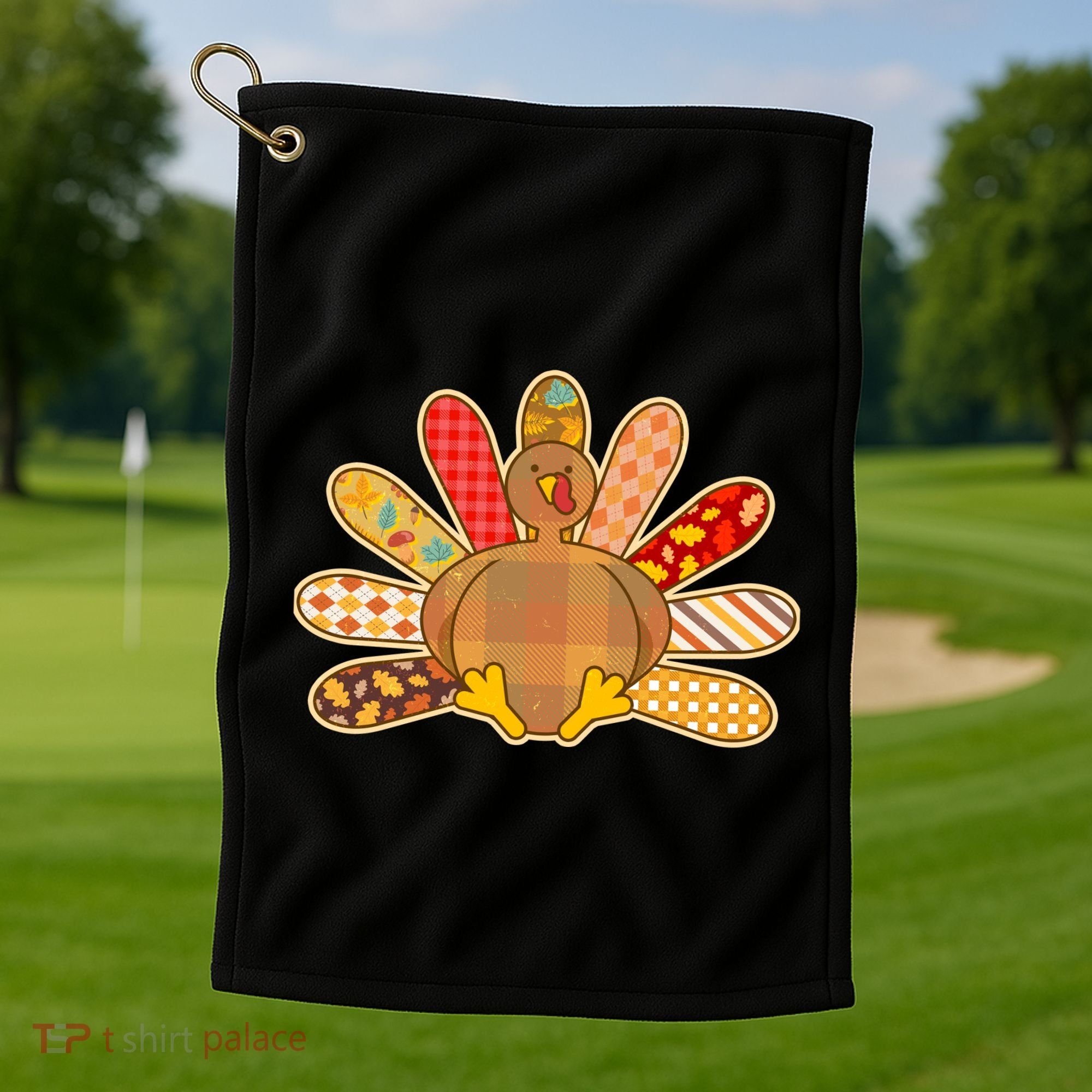 Cute Pattern Thanksgiving Turkey Golf Towel