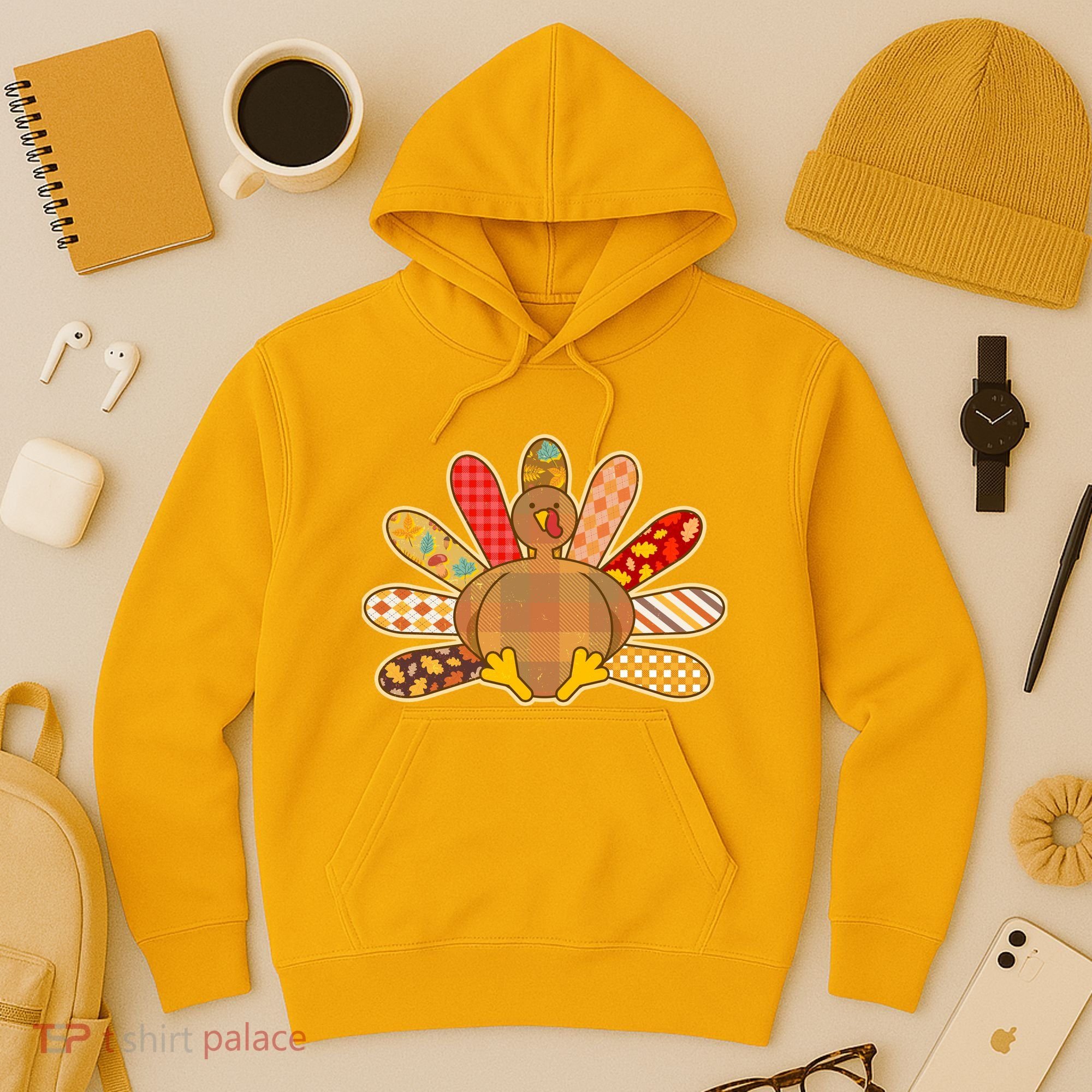 Cute Pattern Thanksgiving Turkey Hoodie
