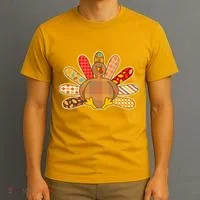 Cute Pattern Thanksgiving Turkey T-Shirt thumb 3